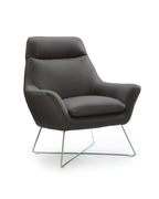 Chair Dark Gray Top Grain Italian Leather Stainless Steel Legs.