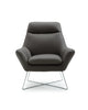 Chair Dark Gray Top Grain Italian Leather Stainless Steel Legs.