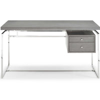 Desk Top & Drawer In Gray Oak Veneer With Stainless Steel Base