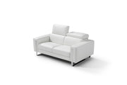 Love Seat 100% Made In Italy White Top Grain Leather Adjustable Headrest Polis
