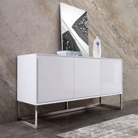 60" X 15" X 32" White Stainless Steel Buffet