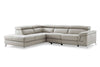 Sectional, Chaise On Left When Facing, Light Gray Top Grain Italian Leather,