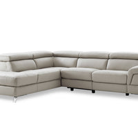 Sectional, Chaise On Left When Facing, Light Gray Top Grain Italian Leather,