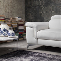 Sectional 100% Made In Italy Chaise On Left When Facing White Top Grain Leather 1066 L09S
