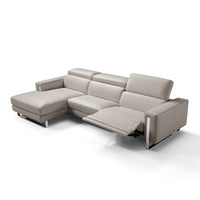 Sectional 100% Made In Italy Chaise On Left When Facing Warm Grey Top Grain Leather 1063