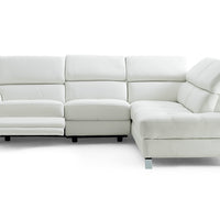 Sectional, Chaise On Right When Facing, White Top Grain Italian Leather,