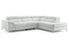 Sectional, Chaise On Right When Facing, White Top Grain Italian Leather,