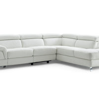 Sectional, Chaise On Right When Facing, White Top Grain Italian Leather,