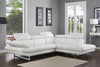 Sectional Chaise On Right When Facing White Top Grain Italian Leather Adjustable Headrest Couch