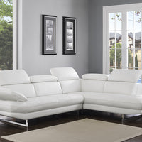 Sectional Chaise On Right When Facing White Top Grain Italian Leather Adjustable Headrest Couch
