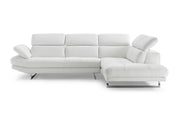 Sectional Chaise On Right When Facing White Top Grain Italian Leather Adjustable Headrest Couch