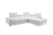Sectional, Chaise On Right When Facing, White Top Grain Italian Leather,