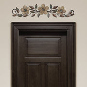 37.99" X 1.36" X 8.86" Floral Patterned Wood Over The Door Wall Decor