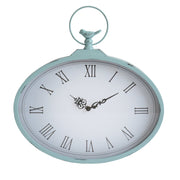 18.31" X 1.97" X 18.5" Light Blue Shabby Wall Clock