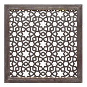 16" X 1" X 16" 1Pc Espresso Wood Framed Laser-Cut Wall Decor