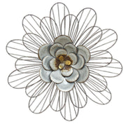 18.11" X 1.77" X 18.11" Silver Galvanized Daisy Wall Décor