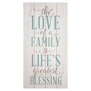 10" X 1.5" X 20" "The Love Of A Family Is A Life'S Greatest Blessing" Wall Art