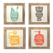 10" X 0.5" X10" 4Pcs Multi-color Floss, Flush, Wipe, Wash Wall Art