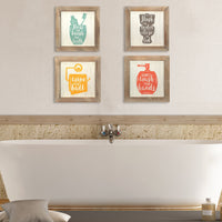 10" X 0.5" X10" 4Pcs Multi-color Floss, Flush, Wipe, Wash Wall Art