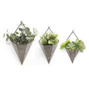 11" X 4.75" X 19.25" 3Pc Triangular Galvanized Wall Planters