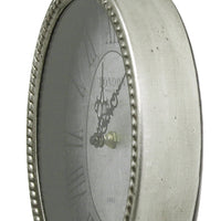 6.75" X 1.75" X 11.75" Antique Silver Oval Wall Clock