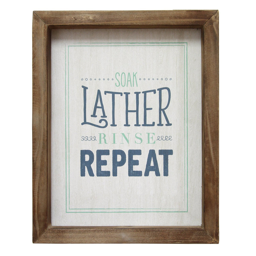 8" X 1" X 10" Multi-color "Soap Lather Rinse Repeat" Wall Art