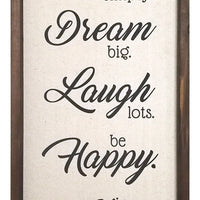 12" X 1" X 24" Neutral "Live, Dream, Laugh, Happy, Love" Wall Decor