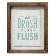 8" X 1" X 10" Multi-color "Wash Brush Floss Flush" Wall Art