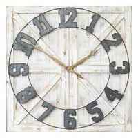 31.5" X 1.38" X 31.5" Distressed White Rustic Farmhouse Wall Clock