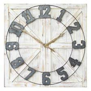 31.5" X 1.38" X 31.5" Distressed White Rustic Farmhouse Wall Clock
