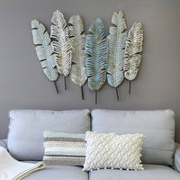 39.37" X 2.56" X 33.07" Distressed White Boho Feather Wall Decor