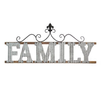 38.98" X 0.79" X 16.14" Galvanized Family Wall Sign