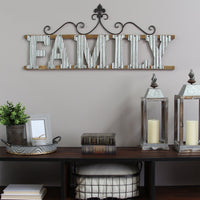 38.98" X 0.79" X 16.14" Galvanized Family Wall Sign