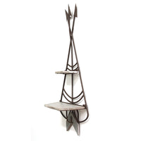 14.75" X 5.25" X 29" Bronze and Gray Teepee Shelf And Hook Wall Decor