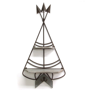 14.75" X 5.25" X 29" Bronze and Gray Teepee Shelf And Hook Wall Decor