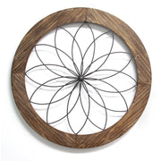 25.75" X 1.75" X 25.75" Round Wood And Metal Medallion Wall Decor