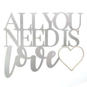 18.25" X 0.5" X 15" Silver and Gold All You Need Is Love Metal Word Wall Decor