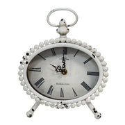 7.75" X 3" X 9.25" White Stunning Timepiece Table Clock