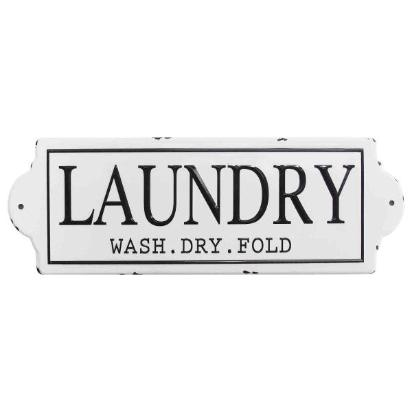 10" X 0.51" X 28" White Laundry Wall Decor