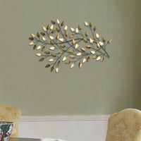 32" X 1" X 20" Gold on Beige Gorgeous Blowing Leaves Wall Decor