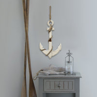 12.6" X 1.77" X 22.83" White Nautical Anchor Wall Decor