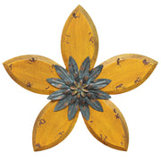14.75" X 1.18" X 13.98" Yellow on Teal Antique Flower Wall Decor
