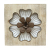 14" X 1.5" X 14" Natural Wood Rustic Flower Wall Decor