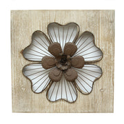 14" X 1.5" X 14" Natural Wood Rustic Flower Wall Decor