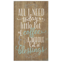 8" X 0.5" X 14" Brown Coffee And Blessings Wall Art