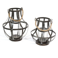 8.752" X 8.75" X 14" 2Pcs Metal Lantern Decor