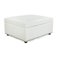 28" X 35" X 16" White Convertible Ottoman Guest Bed