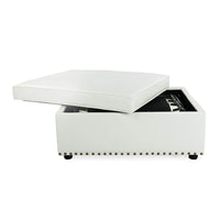 28" X 35" X 16" White Convertible Ottoman Guest Bed