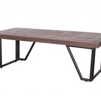 Natural and Black Wood and Iron Coffee Table