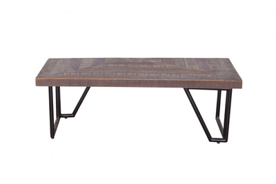 Natural and Black Wood and Iron Coffee Table